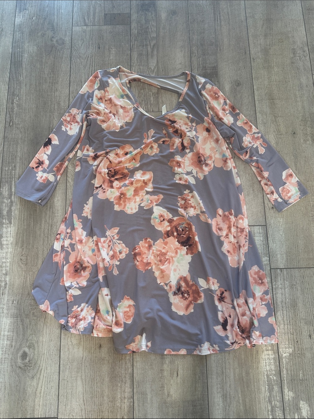 mts Lavender Floral V-Neck Swing Tunic